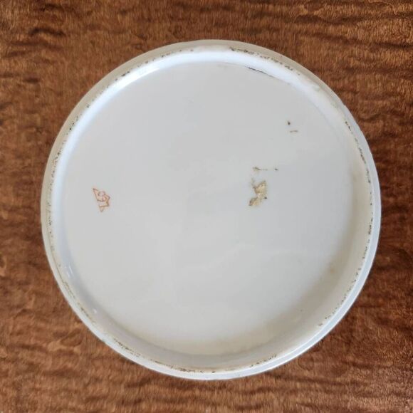 Floral chinoiserie ceramic floral cream catch all wine coaster trinket round dis - Picture 3 of 4